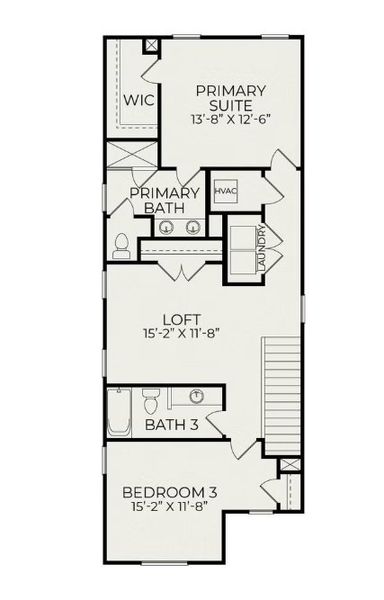2D floor plan layout for the Ember A by Homes by Dickerson in NoVi Chatham Park, Pittsboro, NC (Image 3). 2D floor plan layout for the Ember A by Homes by Dickerson in NoVi Chatham Park, Pittsboro, NC (Image 3).