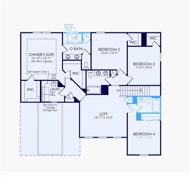 2D floor plan layout of this home in Sierra Creek, Hoschton, GA (Image 3).