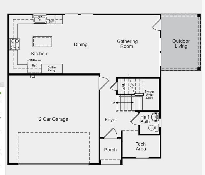 Structural options include: covered outdoor living, horizontal railing, dedicated 50 amp/240 v circuit for future car charger and pre-plumb for future water softener.