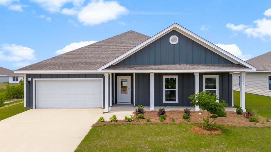 Representative exterior photo of a completed home built from the The Victoria by D.R. Horton in Liberty, Panama City, FL (Image 25).