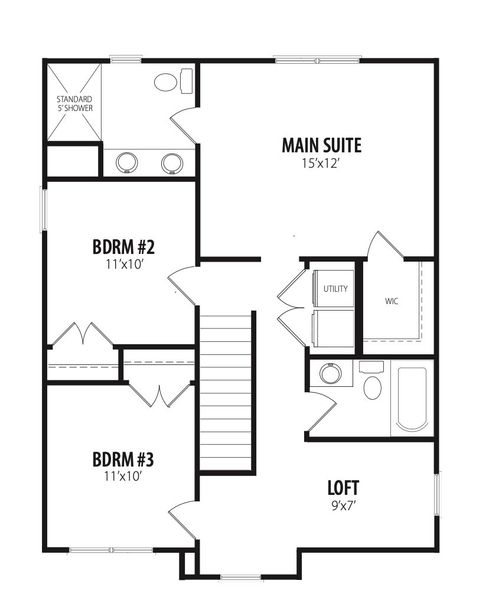 2D floor plan layout for the Roseboro by RiverWILD Homes in Archer's Park, Middlesex, NC (Image 3). 2D floor plan layout for the Roseboro by RiverWILD Homes in Archer's Park, Middlesex, NC (Image 3).