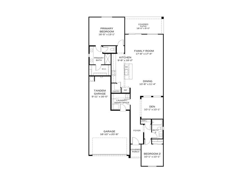 2D floor plan layout for the The Frontier II F by Davidson Homes LLC in South Ranch Western Collection, Prescott, AZ (Image 3).