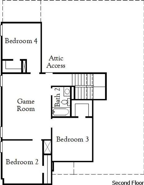 2D floor plan layout of this home in Riverbend at Double Eagle, Cedar Creek, TX (Image 3).