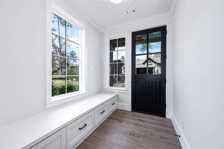 Golf Bags, Golf Shoes storage at entrance.