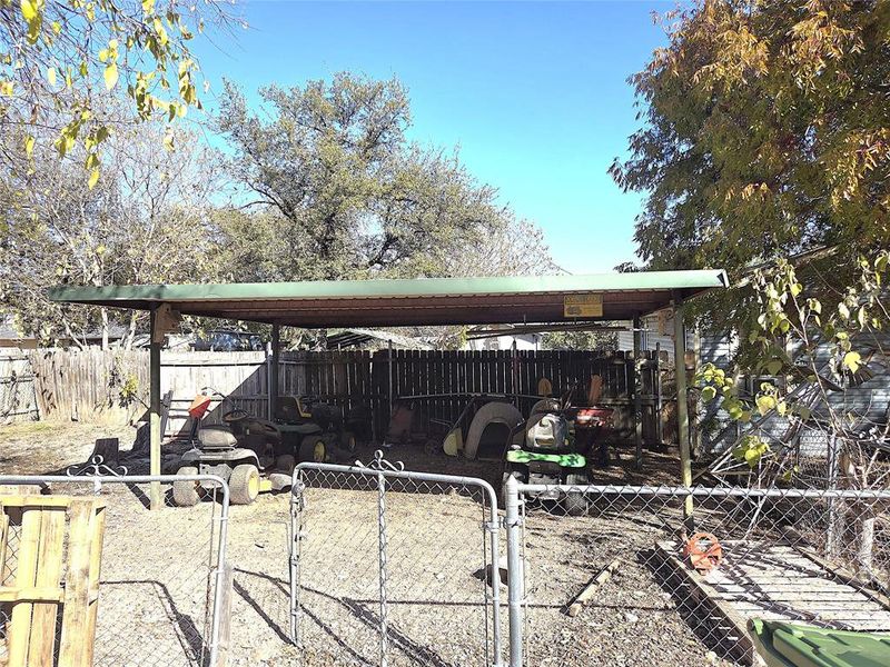 A second carport on the side of the home