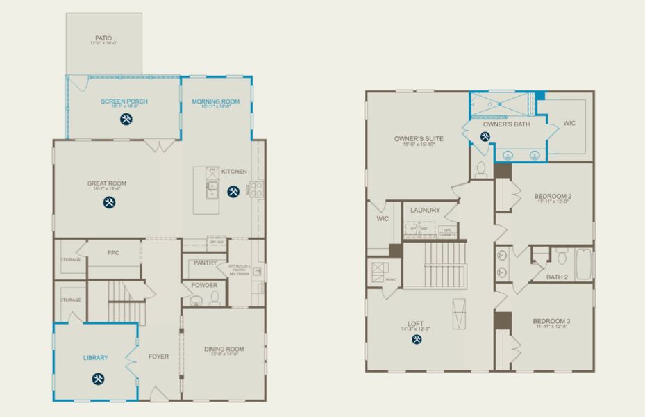 2D floor plan layout of this home in Heartwood, Richmond Hill, GA (Image 4). 2D floor plan layout of this home in Heartwood, Richmond Hill, GA (Image 4).