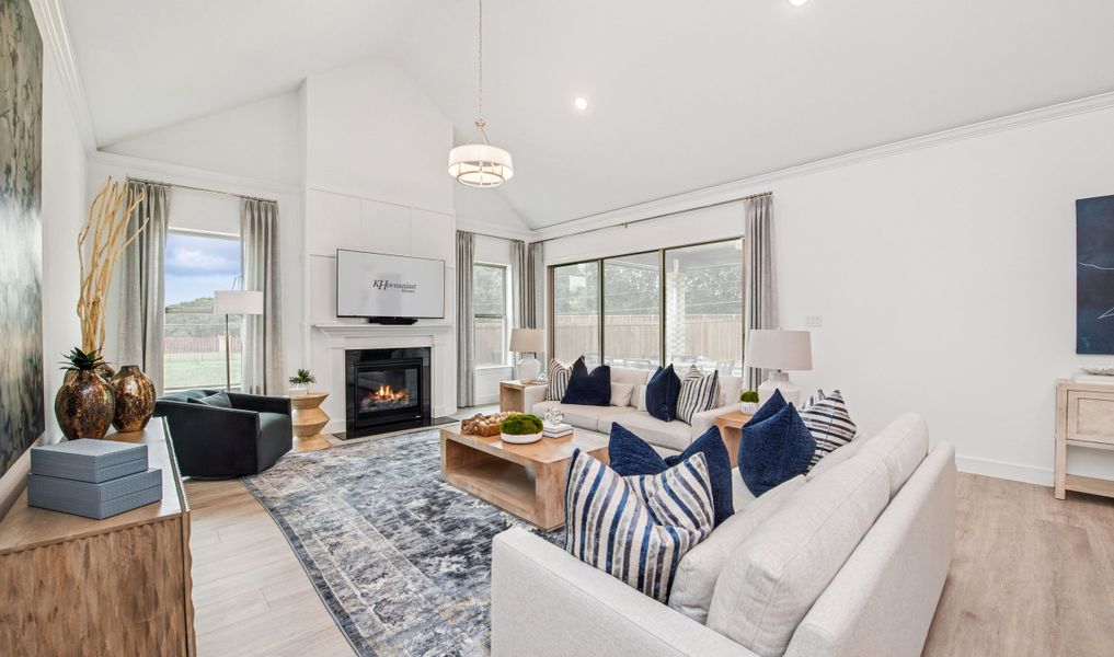 Great room with vaulted ceiling