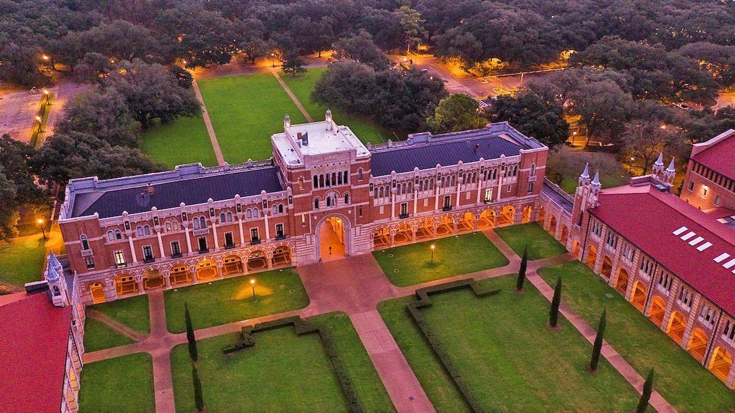 [Rice University] Enjoy the 2.9 mile walking trail lined with magnificent oak trees that goes around the campus. The popular Rice Farmers Market is open to the public every Tuesday, rain or shine, from 3:30 PM until 6:30 PM.