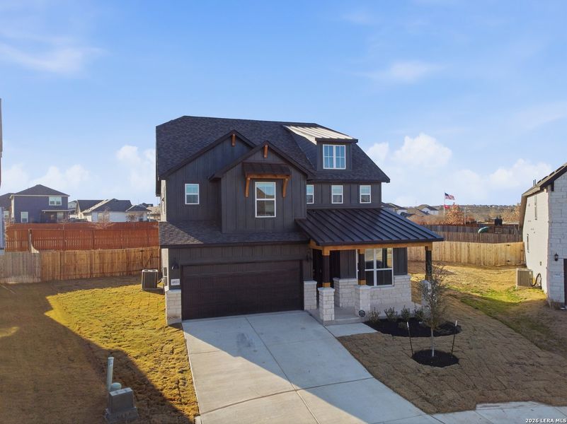 Front exterior of a new home in Horizon Ridge, San Antonio, TX, highlighting curb appeal (Image 20). Front exterior of a new home in Horizon Ridge, San Antonio, TX, highlighting curb appeal (Image 20).