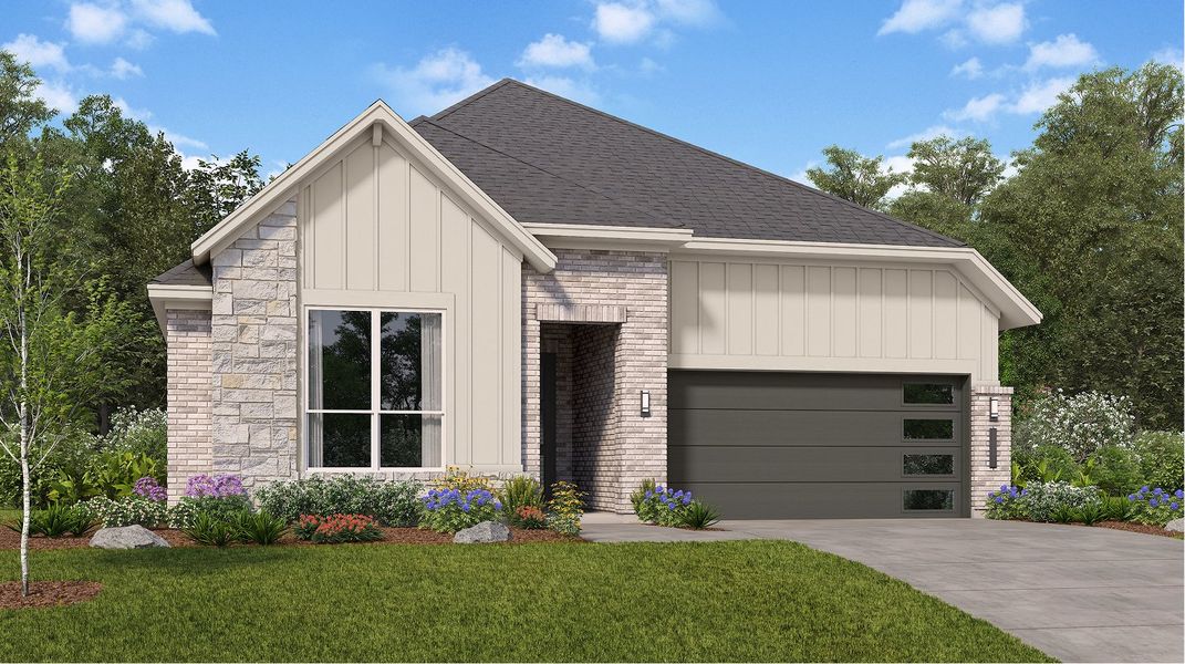 Front exterior of a new home in COLTON, Todd Mission, TX, highlighting curb appeal (Image 1).
