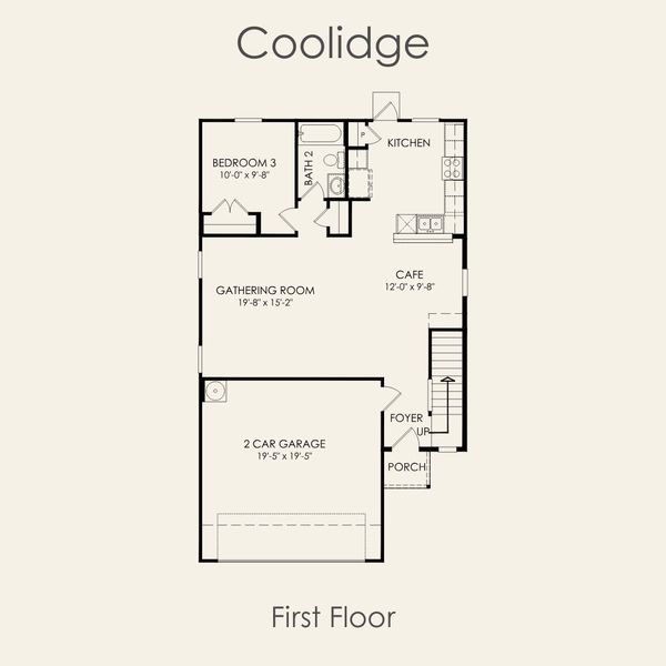 2D floor plan layout for the Coolidge by Pulte Homes in Saddleback at Santa Rita Ranch, Liberty Hill, TX (Image 4).