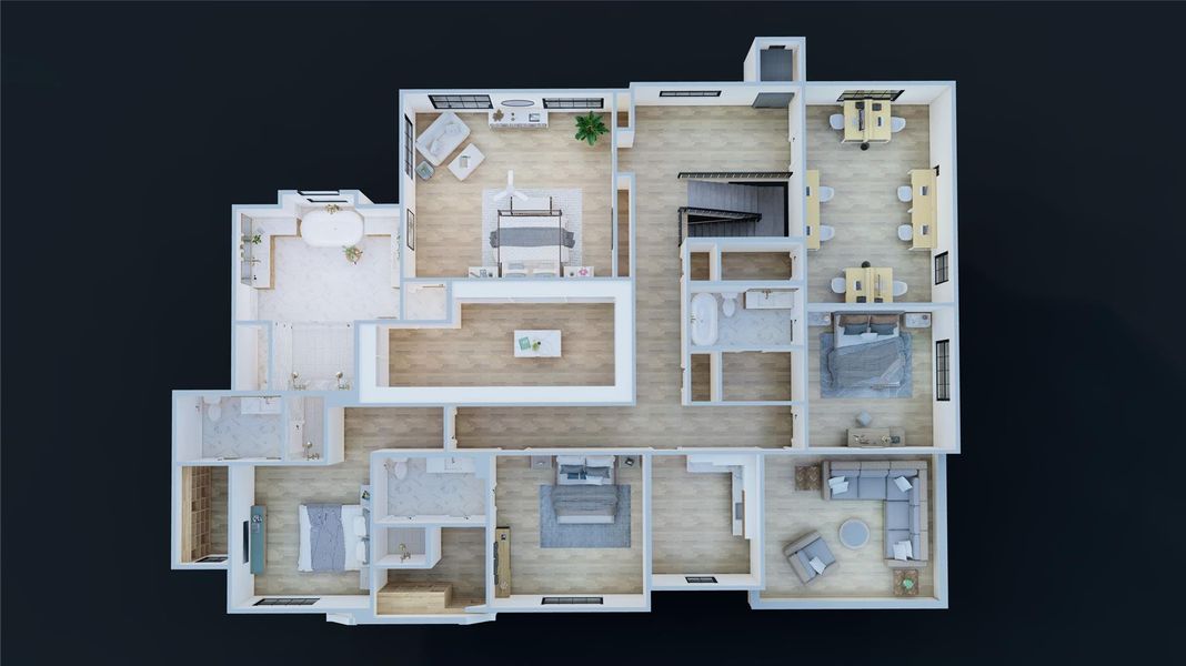 Second Floor. These are Pre-Build Renderings, the home will vary from this photo.