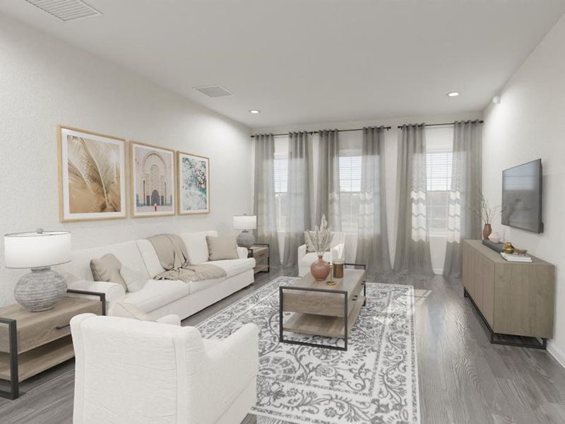 Enjoy a spacious and open living area, ideal for gathering with family and friends. (Artist`s rendering of the Mariposa)