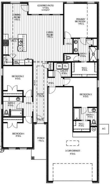 2D floor plan layout of this home in Lexington Heights, Willis, TX (Image 4).