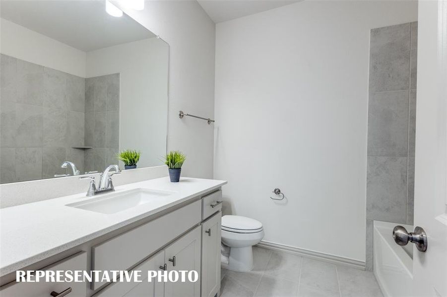 Guests will feel right at home in this beautifully finished guest bath.  REPRESENTATIVE PHOTO