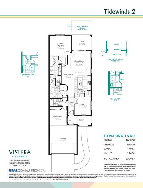 2D floor plan layout of this home in Vistera of Venice, Nokomis, FL (Image 4).