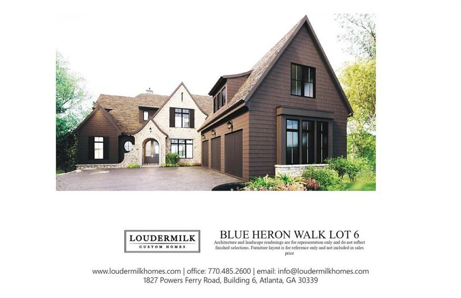 Exterior rendering of this home design in Blue Heron Walk, Atlanta, GA (Image 1).