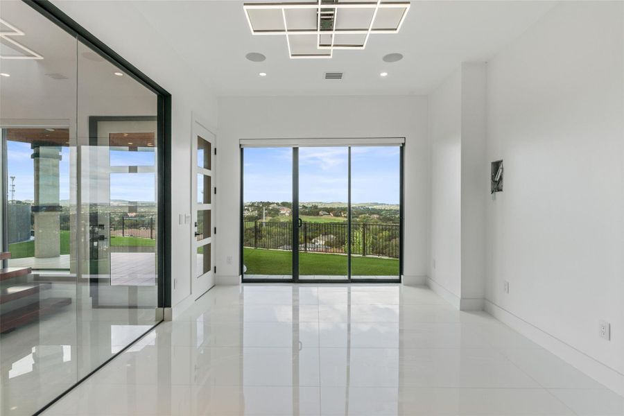 fitness room enclosed in glass