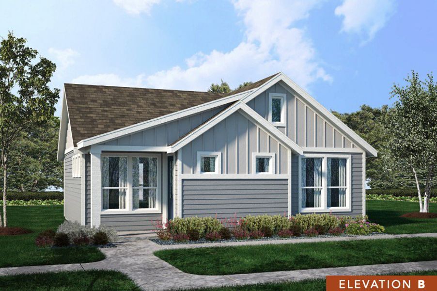 Front exterior of a new home in Garten Haus Cottages At Solms Landing, Canyon Lake, TX, highlighting curb appeal (Image 2).