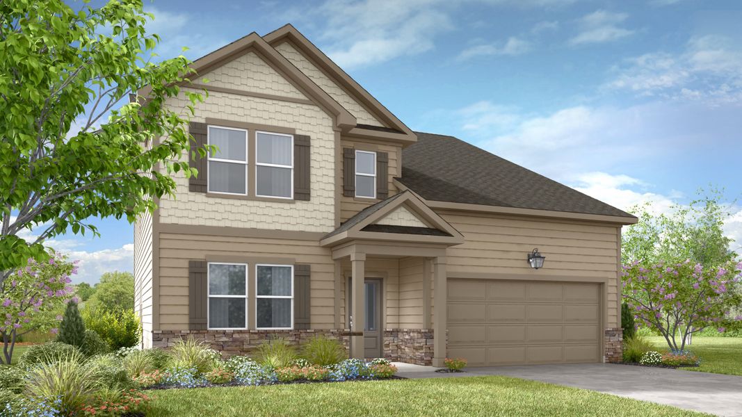 Representative exterior photo of a completed home built from the Summit by Taylor Morrison in Weatherfield, Buford, GA (Image 5).