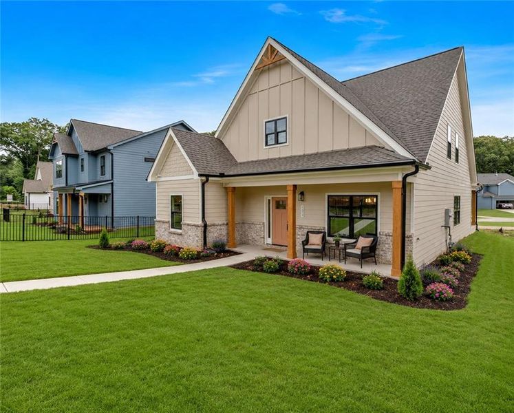 Front exterior of a new home in Ferguson Corners, Emerson, GA, highlighting curb appeal (Image 2). Front exterior of a new home in Ferguson Corners, Emerson, GA, highlighting curb appeal (Image 2).