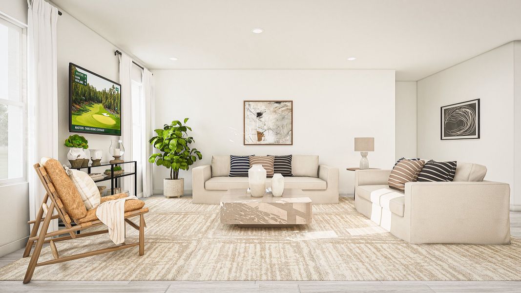 Great room with tile flooring