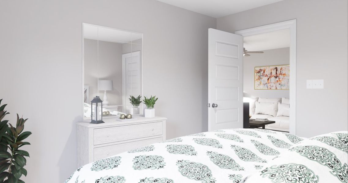 Virtually staged rendering - features may vary. Second Bedroom