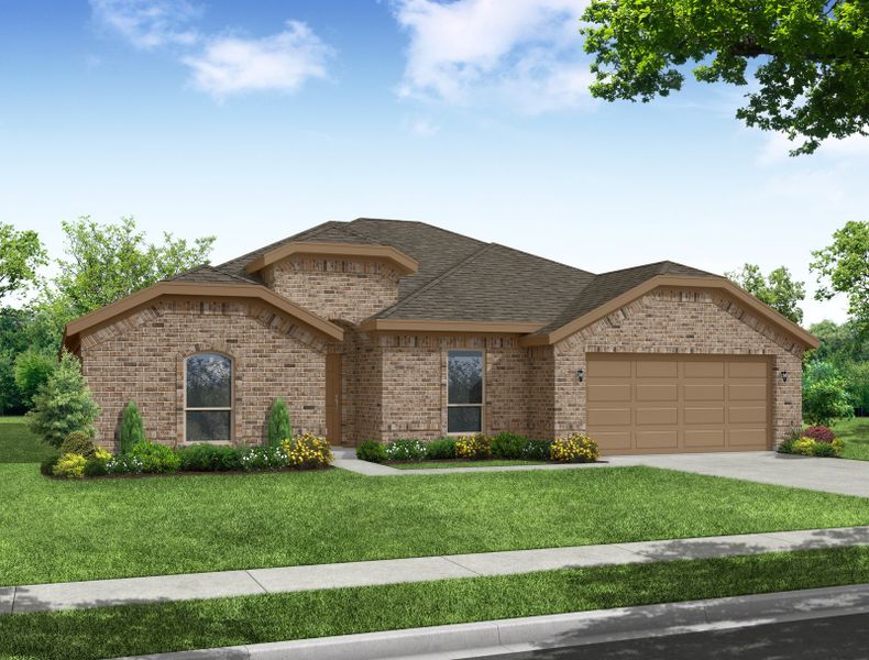Representative exterior photo of a completed home built from the Walden II by Impression Homes in Mountain Valley Lake, Burleson, TX (Image 4). Representative exterior photo of a completed home built from the Walden II by Impression Homes in Mountain Valley Lake, Burleson, TX (Image 4).