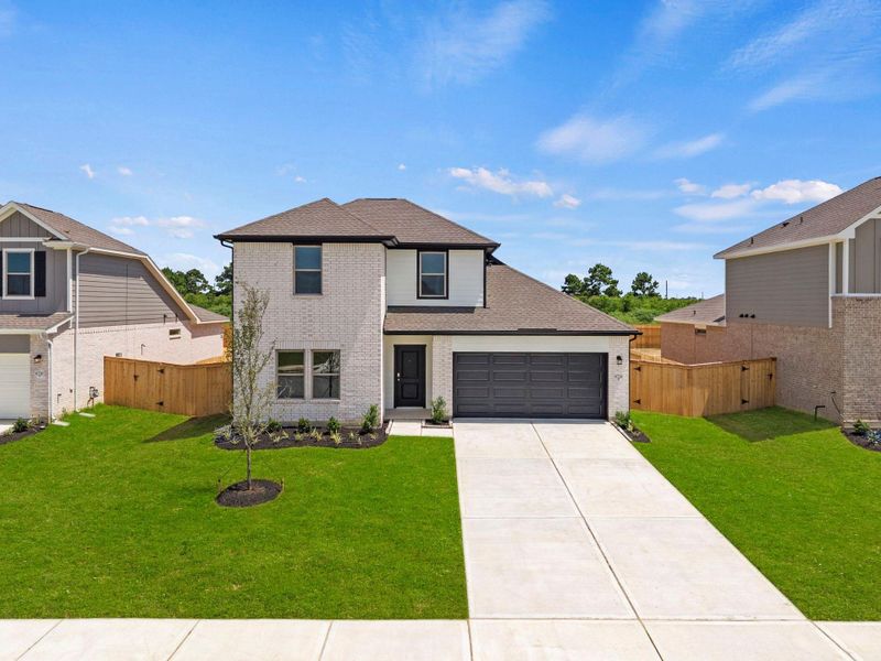 Front exterior of a new home in Windcress, Cove, TX, highlighting curb appeal (Image 22). Front exterior of a new home in Windcress, Cove, TX, highlighting curb appeal (Image 22).
