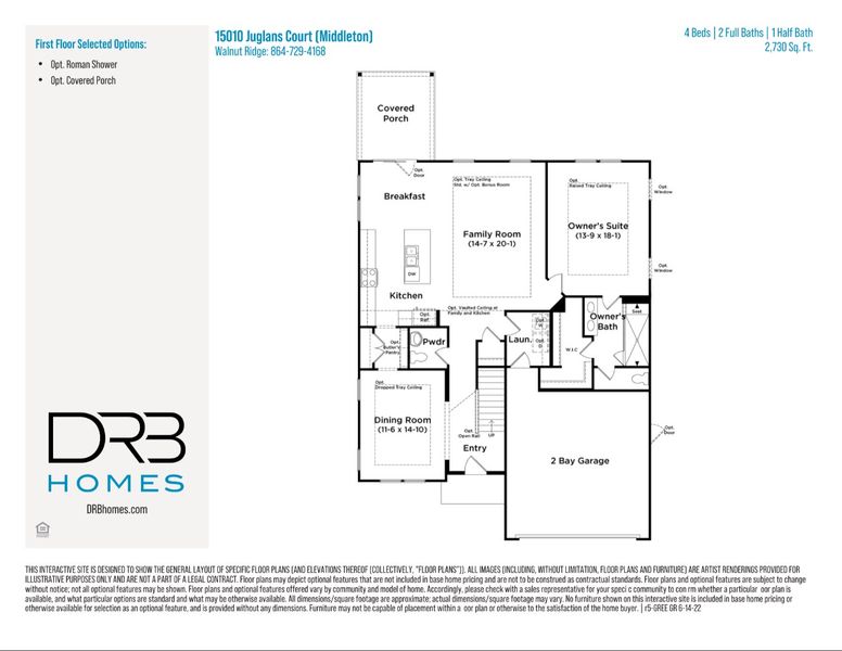 2D floor plan layout of this home in Walnut Ridge, Inman, SC (Image 3).