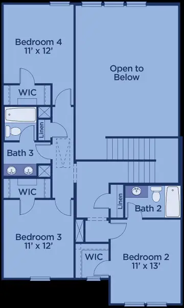 2D floor plan layout for the Glynn by UnionMain Homes in Austin Springs, Bethlehem, GA (Image 5).