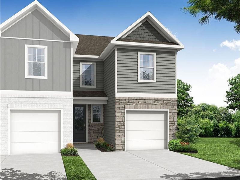 Front exterior of a new home in Stegall Village, Emerson, GA, highlighting curb appeal (Image 2).