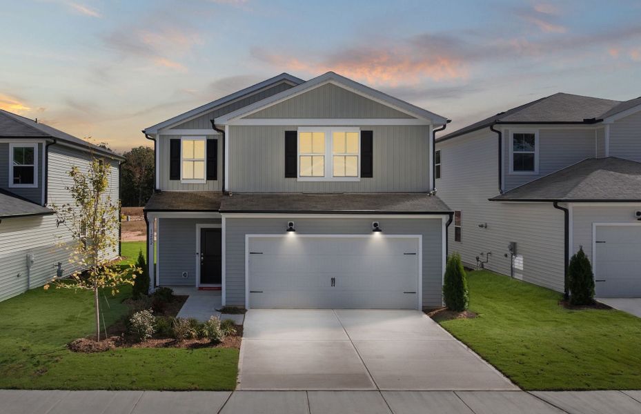 Front exterior of a new home in Carpenter Falls, Durham, NC, highlighting curb appeal (Image 25).