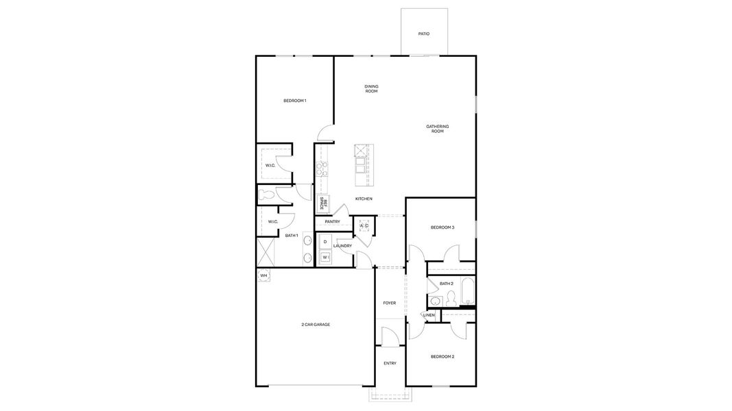 2D floor plan layout for the ARIA by D.R. Horton in Canopy Oaks, Kingsland, GA (Image 3).
