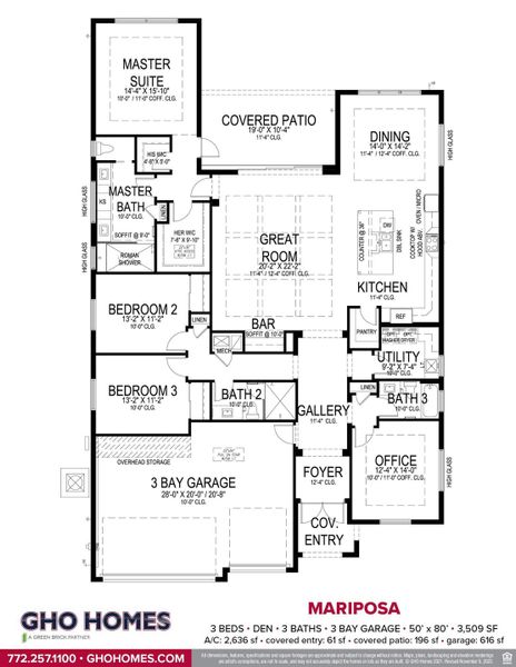 2D floor plan layout for the Mariposa by GHO Homes in Belterra, Port St. Lucie, FL (Image 36).