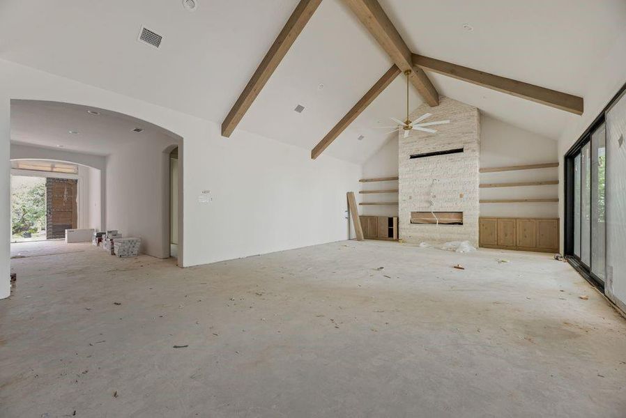 View of living room from the kitchen, showing the entryway. View of living room from the kitchen, showing the entryway.