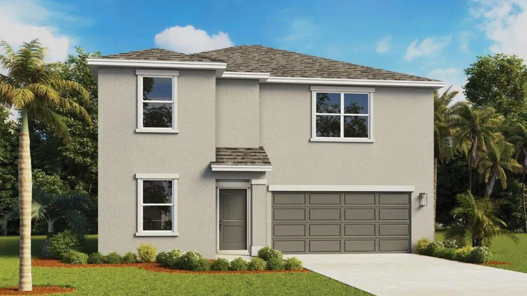 Representative exterior photo of a completed home built from the Riviera by D.R. Horton in Annabelle Estates, Lake Wales, FL (Image 1). Representative exterior photo of a completed home built from the Riviera by D.R. Horton in Annabelle Estates, Lake Wales, FL (Image 1).