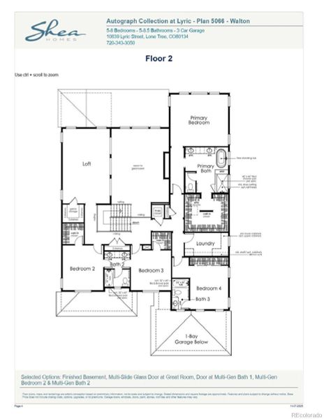2D floor plan layout of this home in Autograph at Lyric, Lone Tree, CO (Image 3).