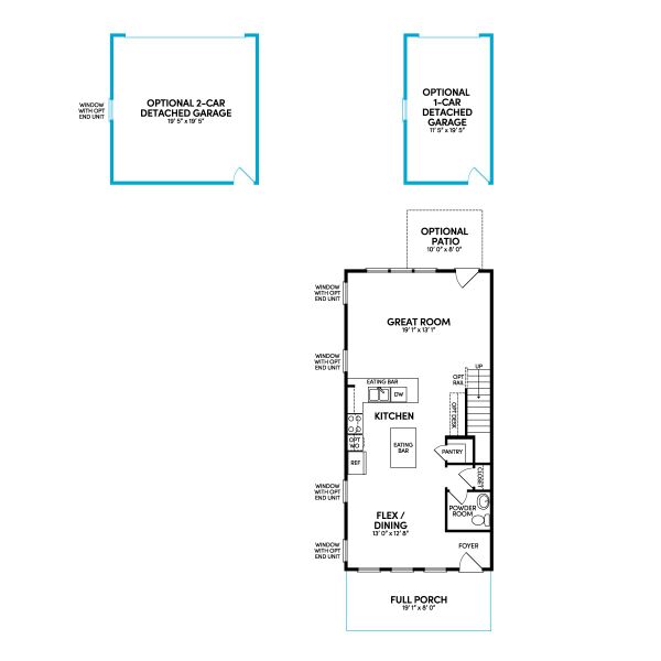 2D floor plan layout of this home in Townhomes at Nexton, Summerville, SC (Image 3).