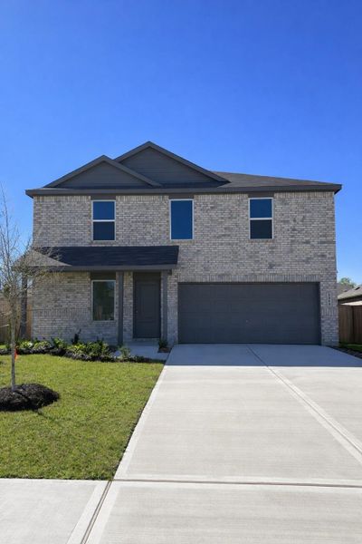 Front exterior of a new home in Synova, Crosby, TX, highlighting curb appeal (Image 1). Front exterior of a new home in Synova, Crosby, TX, highlighting curb appeal (Image 1).