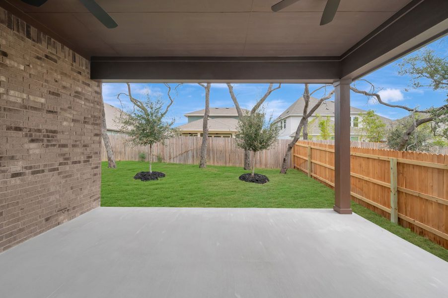 Exterior details and patio area of a home in Davis Ranch 50', San Antonio (Image 3). Exterior details and patio area of a home in Davis Ranch 50', San Antonio (Image 3).