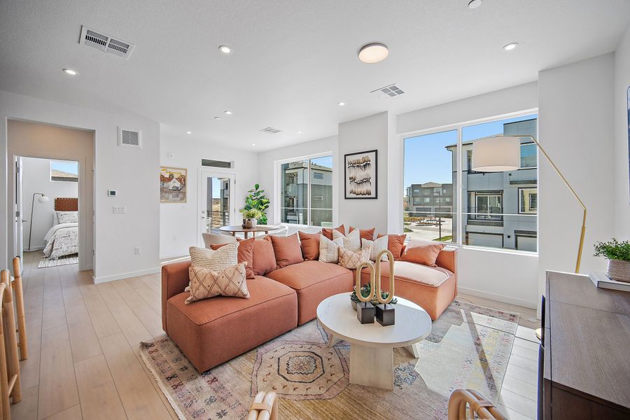 Furnished interior view inside a new home in Lyric at RidgeGate Condos, Lone Tree (Image 11).