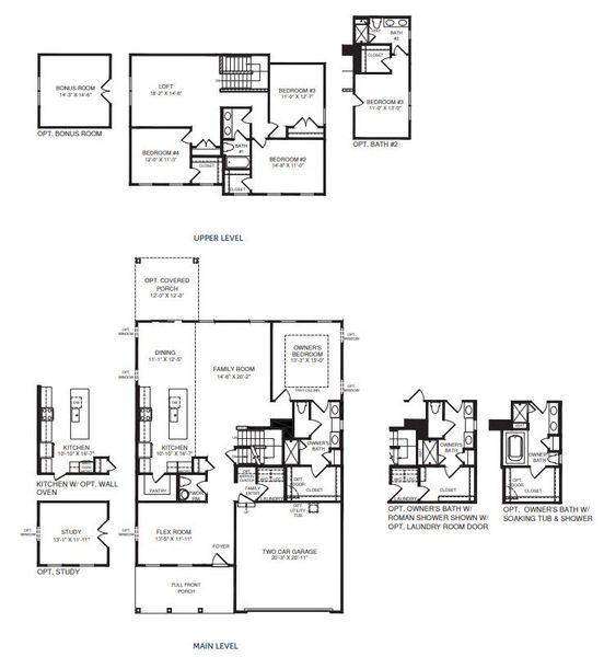 2D floor plan layout for the Greenwood by Ryan Homes in Brookshire, Sanford, NC (Image 2).