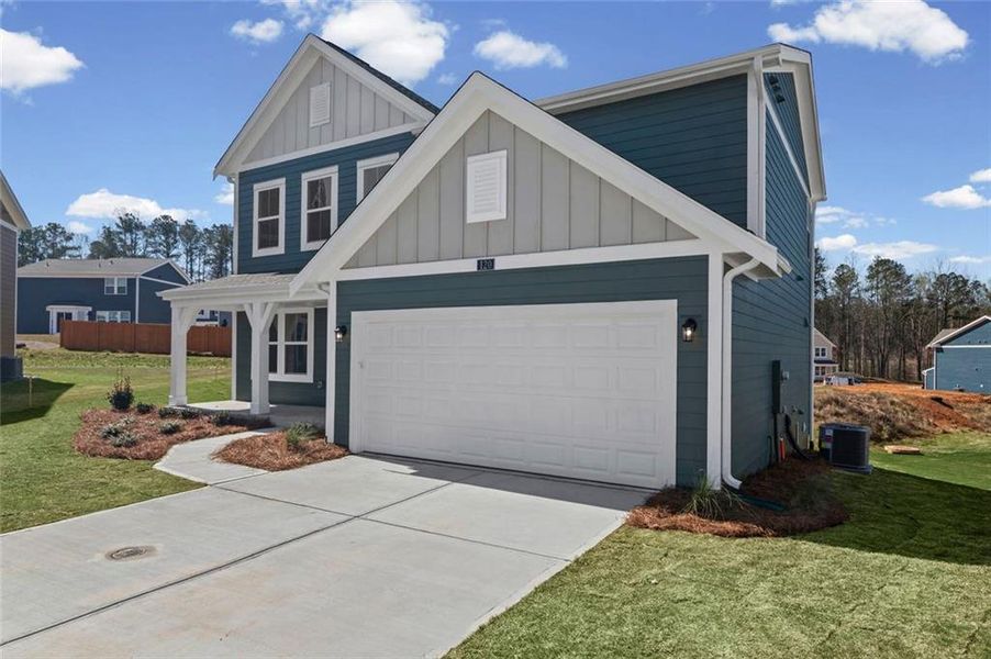 Front exterior of a new home in Sage Woods, Dallas, GA, highlighting curb appeal (Image 20).