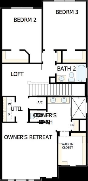 2D floor plan layout of this home in Emerald Landing at Waterside at Lakewood Ranch – Towns, Sarasota, FL (Image 3).