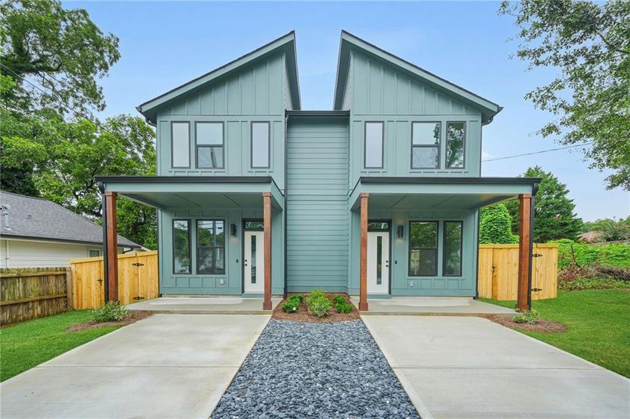Front exterior of a new home in , Atlanta, GA, highlighting curb appeal (Image 1). Front exterior of a new home in , Atlanta, GA, highlighting curb appeal (Image 1).