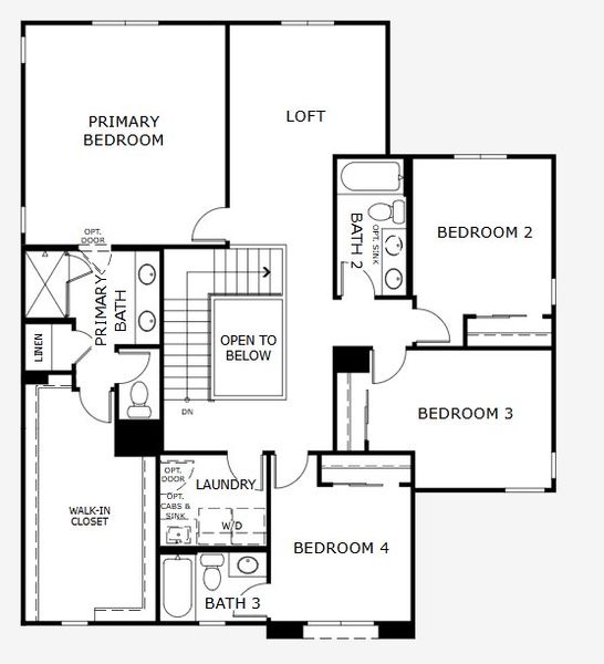 2D floor plan layout for the Monument by Landsea Homes in Trovita at Citrus Park, Goodyear, AZ (Image 4).
