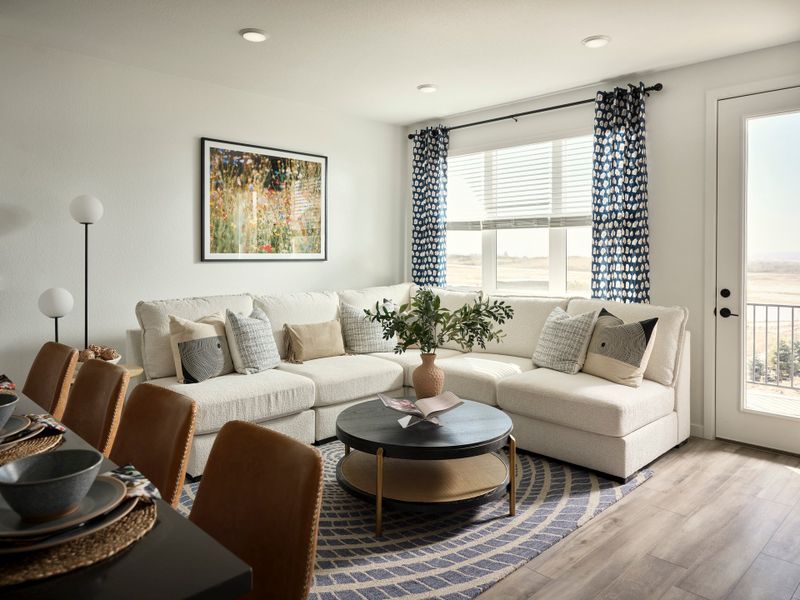 Representative furnished interior of a home built from the Contour Three by Brookfield Residential in Uplands, Westminster (Image 11).