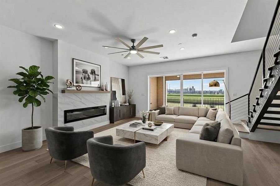 Living room virtually staged