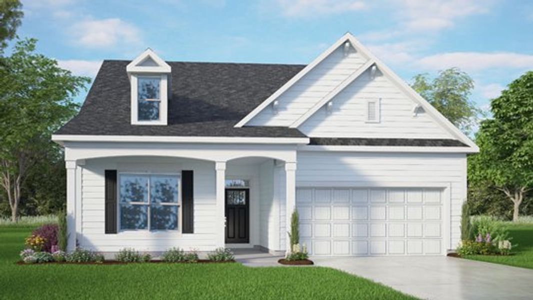 Representative exterior photo of a completed home built from the AZALEA by D.R. Horton in The Villas at Galvins Ridge, Sanford, NC (Image 1). Representative exterior photo of a completed home built from the AZALEA by D.R. Horton in The Villas at Galvins Ridge, Sanford, NC (Image 1).